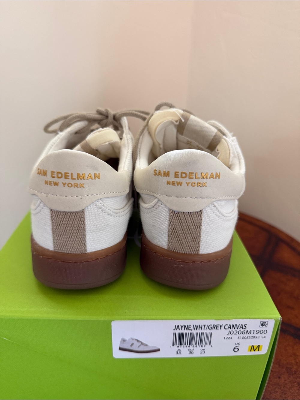 Sam Edelman White/Grey Canvas Jayne Men’s Sneaker - Picture 5 of 6
